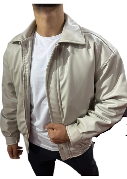 Boomer Krem Cepli Deri Ceket modelleri