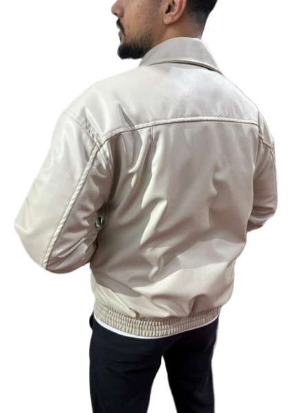 Boomer Krem Cepli Deri Ceket fırsatları