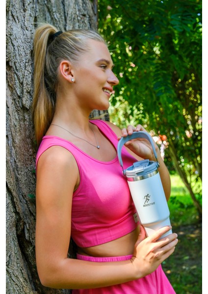 Boostive Beyaz Paslanmaz Çelik Matara -890 Ml, Taşıma Kulplu, Outdoor & Spor indirimleri