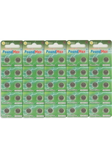 50 x AG13 LR44 1,5 V Poundmax Alkalin Düğme Pil