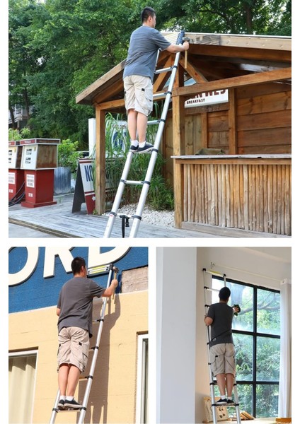 10 Basamaklı Teleskopik Uzayan Merdiven 2.9 Metre Alüminyum Yüksek Dayanıklı Malzeme Kaydırmaz Ayak indirimleri