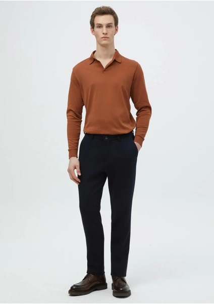 Lacivert Düz Örme Jogging Fit Casual Pantolon