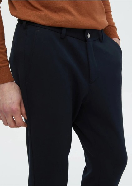 Lacivert Düz Örme Jogging Fit Casual Pantolon fırsatları