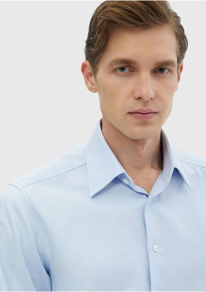 Mavi Düz Regular Fit Dokuma Klasik %100 Pamuk Gömlek fırsatları