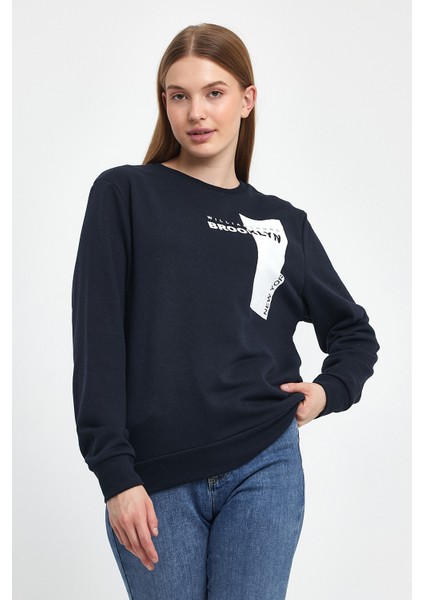 Kadın Bisiklet Yaka Rahat Kalıp 3 Iplik Kalın W.brooklyn Baskılı Sweatshirt SPR24SWK31 fiyatları
