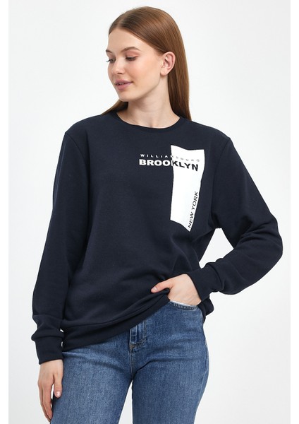 Kadın Bisiklet Yaka Rahat Kalıp 3 Iplik Kalın W.brooklyn Baskılı Sweatshirt SPR24SWK31 modelleri