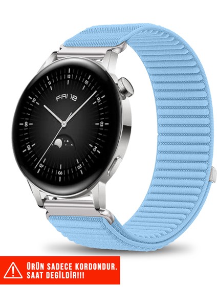 Huawei Watch Gt / Gt2 / Gt3 Elegant 42MM Uyumlu Hasır Örgü Spor Cırtlı Naylon Kordon 20MM