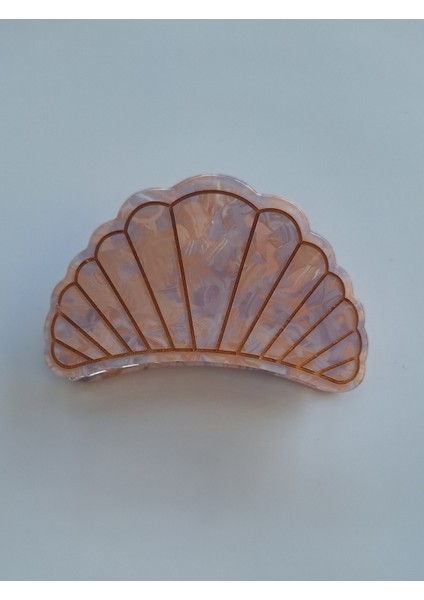 Istiridye Kemik Mandal Toka Krem Üzeri Lila Açık Kahve