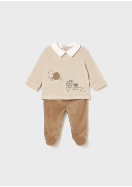 Newborn Erkek Bebek Kadife Takım