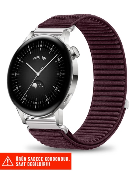Huawei Watch Gt / Gt2 / Gt3 Elegant 42MM Uyumlu Hasır Örgü Spor Cırtlı Naylon Kordon 20MM