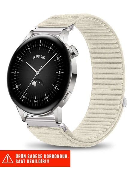 Huawei Watch Gt / Gt2 / Gt3 Elegant 42MM Uyumlu Hasır Örgü Spor Cırtlı Naylon Kordon 20MM