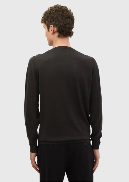 Antrasit Bisiklet Yaka Düz Örgü Ipek Karışımlı Triko Kazak indirimleri