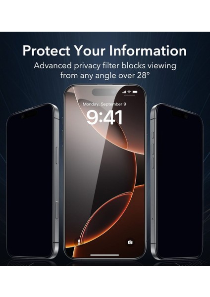 Apple iPhone 16 Pro Uyumlu Hayalet Ekran Koruyucu Tam Kapatan Gizli Tamperli Cam fiyatları