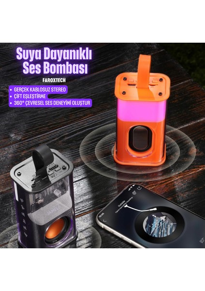 Mini Bluetooth Hoparlör | 5.0 Bağlantı | Tf Kart Desteği | Şeffaf ve Renkli LED Işıklı Taşınabilir Hoparlör fiyatları