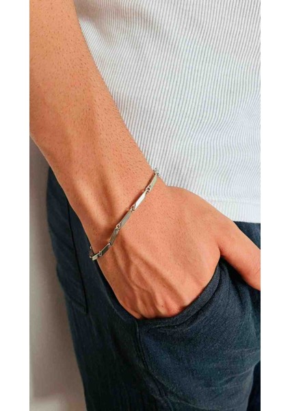 Erkek Çelik Dikdörtgen Baklalı Bileklik – Unisex, Paslanmaz, Günlük & Şık Kullanım