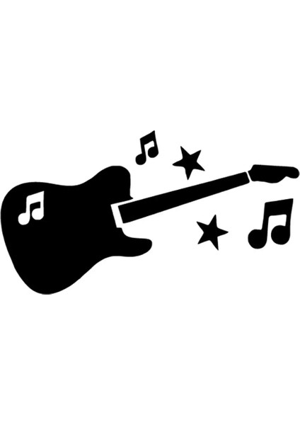 Nota ve Gitar Sticker 20 x 10 cm