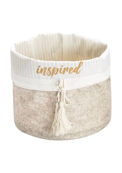 Yuvarlak Katlanabilir Çok Amaçlı Saklama Organizer Kutu Keçe Sepet (maxi) - 03396