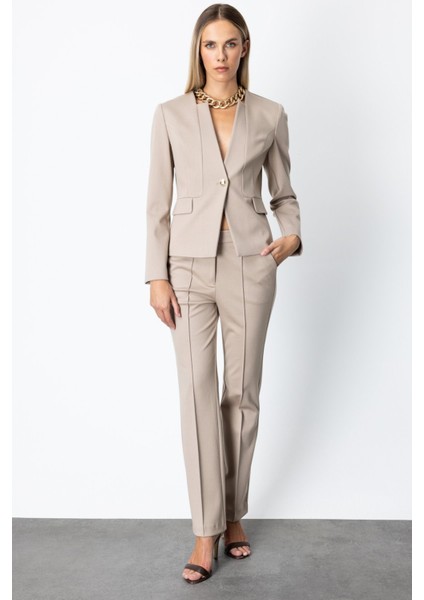 Düşük Bel Boru Paça Pantolon Vizon 05143 fiyatları