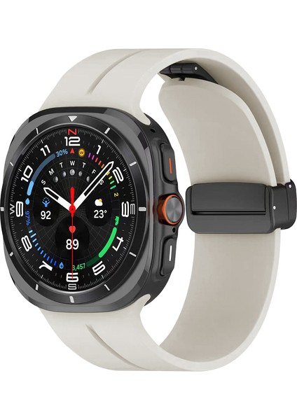 Samsung Galaxy Watch 8 44MM Için Metal Manyetik Kopçalı Silikon Kordon Krd-84