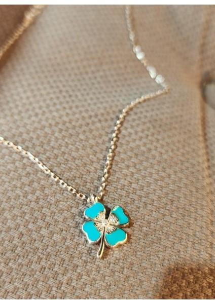 925 Ayar Gümüş Mavi Yonca Kolye