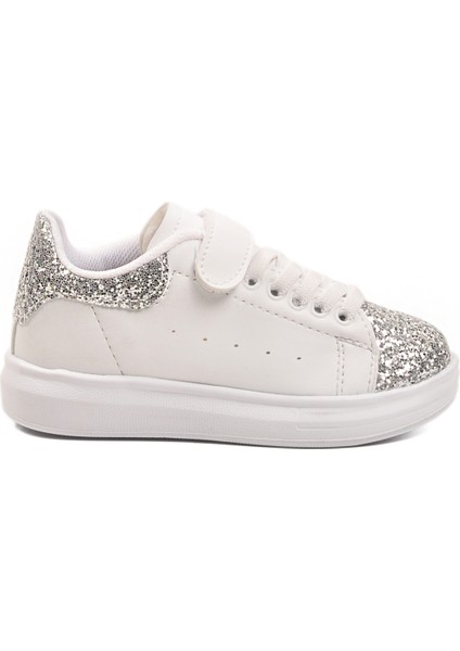 Beyaz Simli Cırtlı Hafif Esnek Kız Çocuk Spor Ayakkabı 2540-26K P