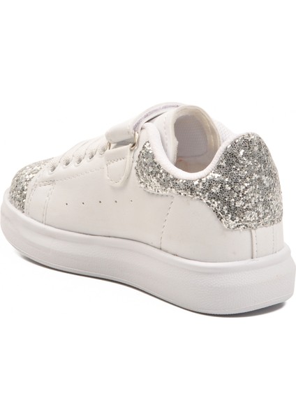 Beyaz Simli Cırtlı Hafif Esnek Kız Çocuk Spor Ayakkabı 2540-26K P fırsatları