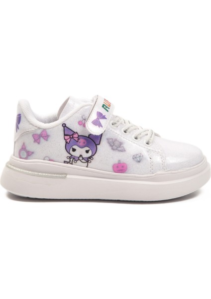 Beyaz Rugan Simli Cırtlı Hafif Esnek Kız Çocuk Spor Ayakkabı 2540-26K P