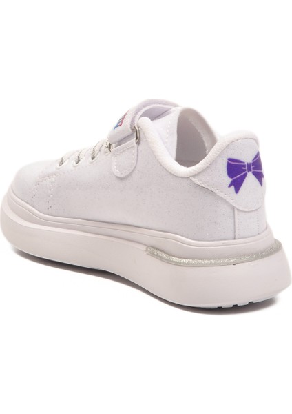 Beyaz Rugan Simli Cırtlı Hafif Esnek Kız Çocuk Spor Ayakkabı 2540-26K P fırsatları