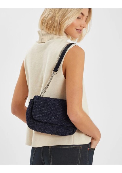 Örgü Kumaş Kol Çantası Lacivert