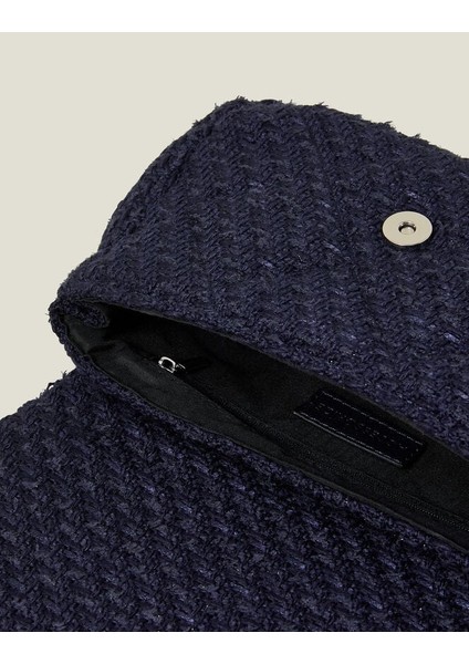 Örgü Kumaş Kol Çantası Lacivert modelleri