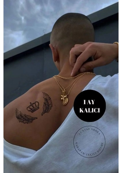 12 Saat Sonra Kararan Geçici Dövme Kanat ve Taç