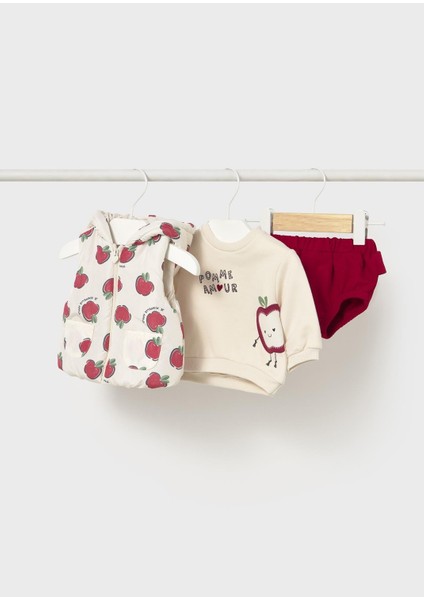 Newborn Kız Bebek Yelekli Sweat Takım
