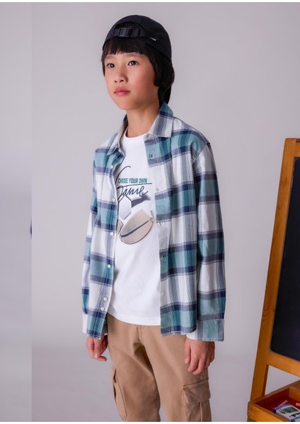 Erkek Çocuk Kareli Gömlek Yeşil