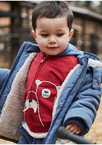 Erkek Bebek Fermuarlı Kapşonlu Hırka