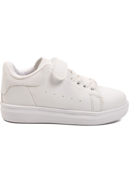 Beyaz Cırtlı Hafif Esnek Unisex Çocuk Spor Ayakkabı 2540-26K P