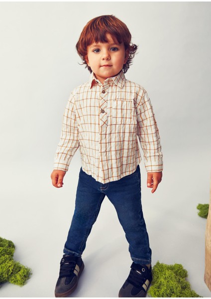 Erkek Bebek Kareli Gömlek Krem indirimleri
