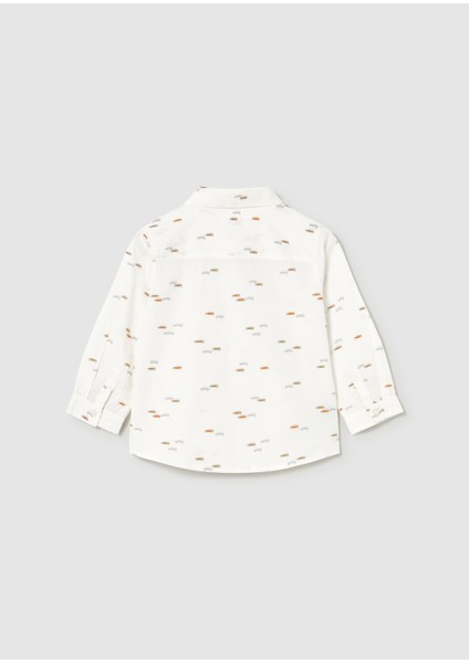 Erkek Bebek Baskılı Uzun Kol Gömlek Krem fiyatları