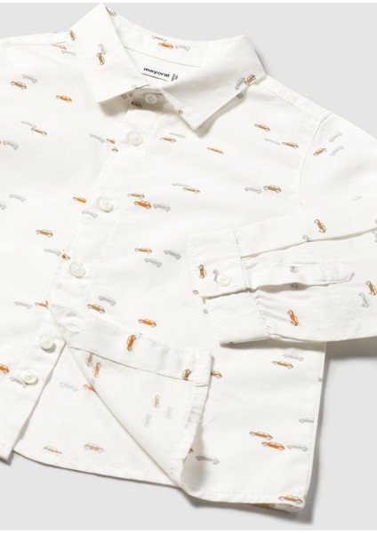 Erkek Bebek Baskılı Uzun Kol Gömlek Krem modelleri