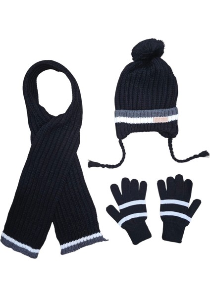 Erkek Çocuk Şapka, Atkı ve Eldiven Takımı (8-12 Yaş)
