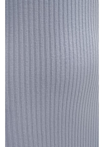 Kadın Şardonlu Likralı Fitilli Bisiklet Yaka Uzun Kalem Elbise