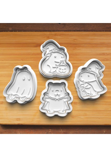 Halloween Capybara 2025 4'lü Set Kurabiye ve Şeker Hamuru Kalıbı