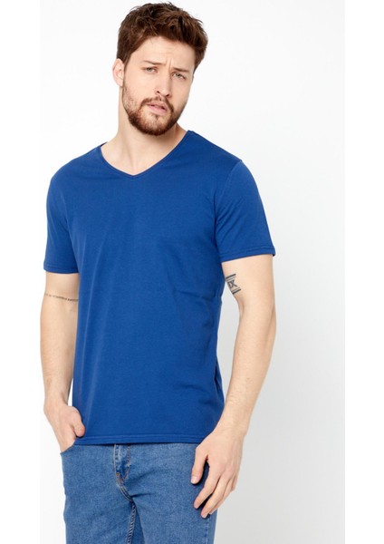 Erkek Pamuklu Kısa Kollu V Yaka T-Shirt fiyatları