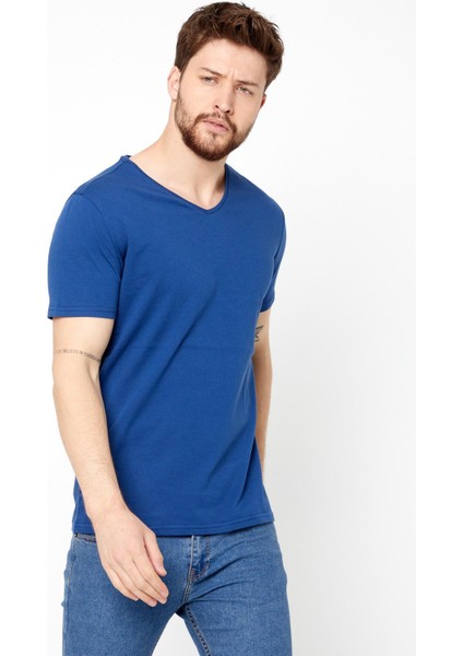 Erkek Pamuklu Kısa Kollu V Yaka T-Shirt modelleri
