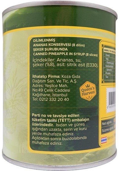 Ananas Dilimleri (8 Dilim) 850 gr fiyatları