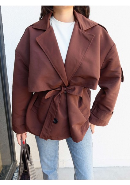 Kruvaze Yaka Kuşaklı Trench modelleri