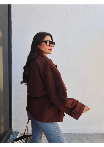 Kruvaze Yaka Kuşaklı Trench indirimleri