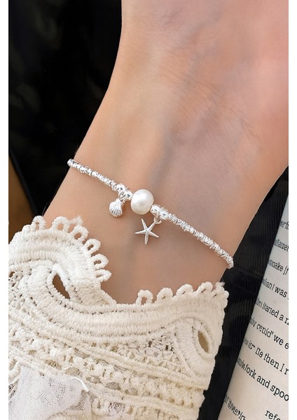 Minimal Tasarım Deniz Yıldızı ve Deniz Kabuğu Charm Bileklik Pinterest Parlak Taş Princess Bileklik