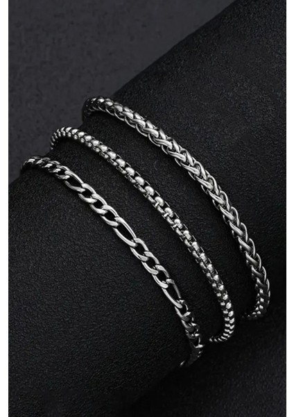 Paslanmaz 3 Adet Erkek Spor Çelik Bileklik Set (Figaro-Örme-Angelus) fiyatları