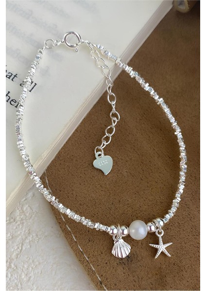 Minimal Tasarım Deniz Yıldızı ve Deniz Kabuğu Charm Bileklik Pinterest Parlak Taş Princess Bileklik fırsatları