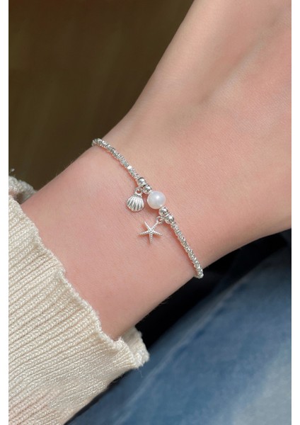 Minimal Tasarım Deniz Yıldızı ve Deniz Kabuğu Charm Bileklik Pinterest Parlak Taş Princess Bileklik indirimleri